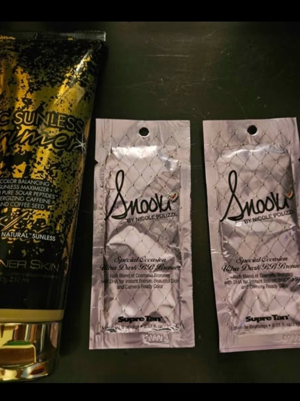 CC Sunless Tanner DS NEW and 2 Packets Snooki Tanning Oil Dark Bronzer
